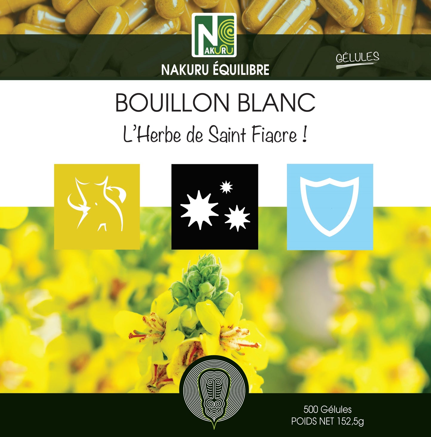 Bouillon Blanc | 500 Gélules | Gamme Équilibre | Fabriqué en France | "L'Herbe de Saint Fiacre !"