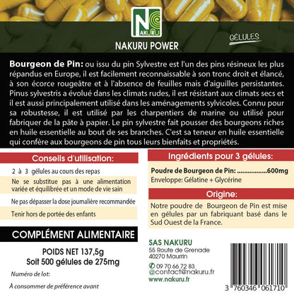 Bourgeon de Pin | 500 Gélules | Gamme Power | Fabriqué en France | "Le Maître de la Lumière !"