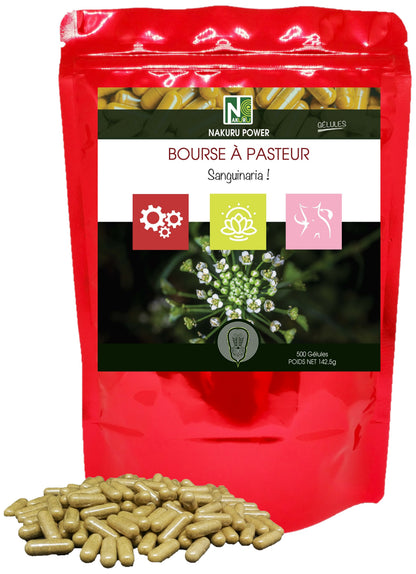 Bourse à Pasteur | 500 Gélules | Gamme Power | Fabriqué en France | "Sanguinaria !"