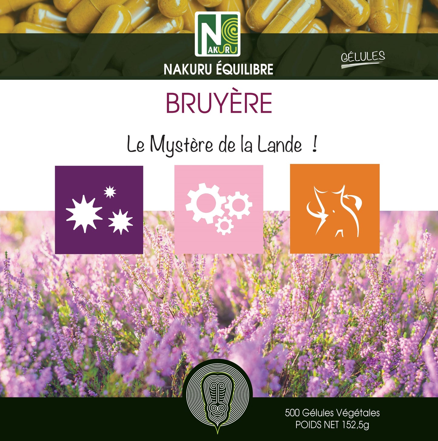 Bruyère | 500 Gélules Végétales | Gamme Équilibre | Fabriqué en France | "Le Mystère de la Lande!"