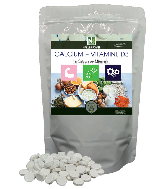 Calcium + Vitamine D3 | 500Comprimés |  Gamme Power | Fabriqué en France | "La Puissance Minérale !"