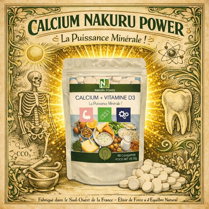 Calcium + Vitamine D3 | 90 Comprimés |  Gamme Power | Fabriqué en France | "La Puissance Minérale !"