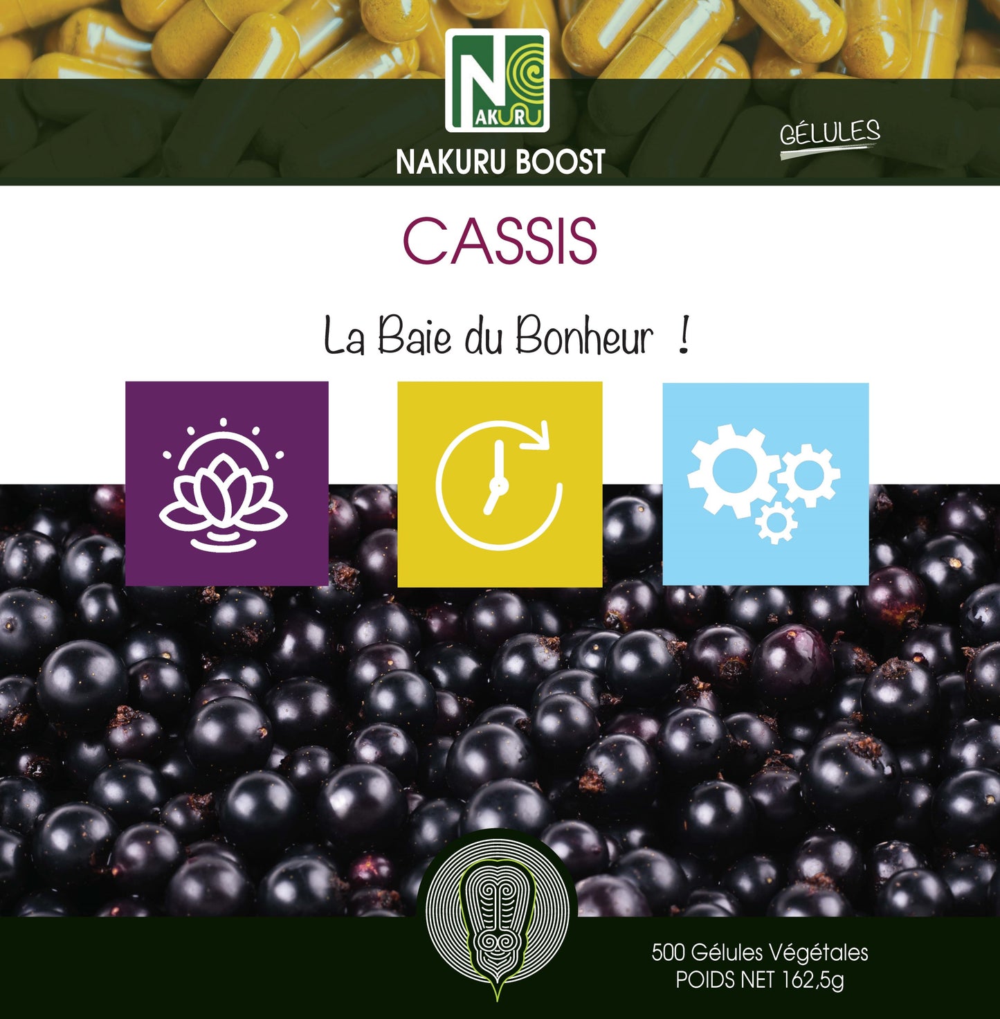 Cassis | 500 Gélules Végétales | Gamme Boost | Fabriqué en France | "La Baie du Bonheur!"