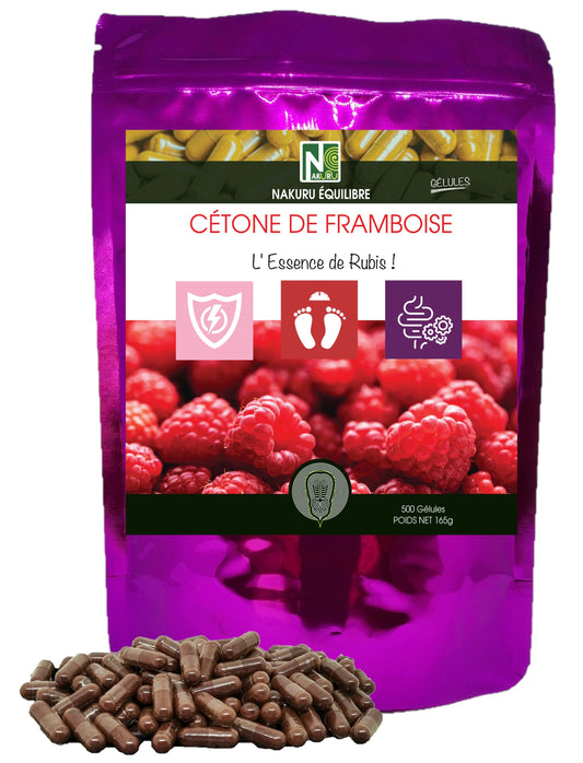 Cétone de Framboise | 500 Gélules |Gamme Équilibre | Fabriqué en France | "L'Essence de Rubis !"