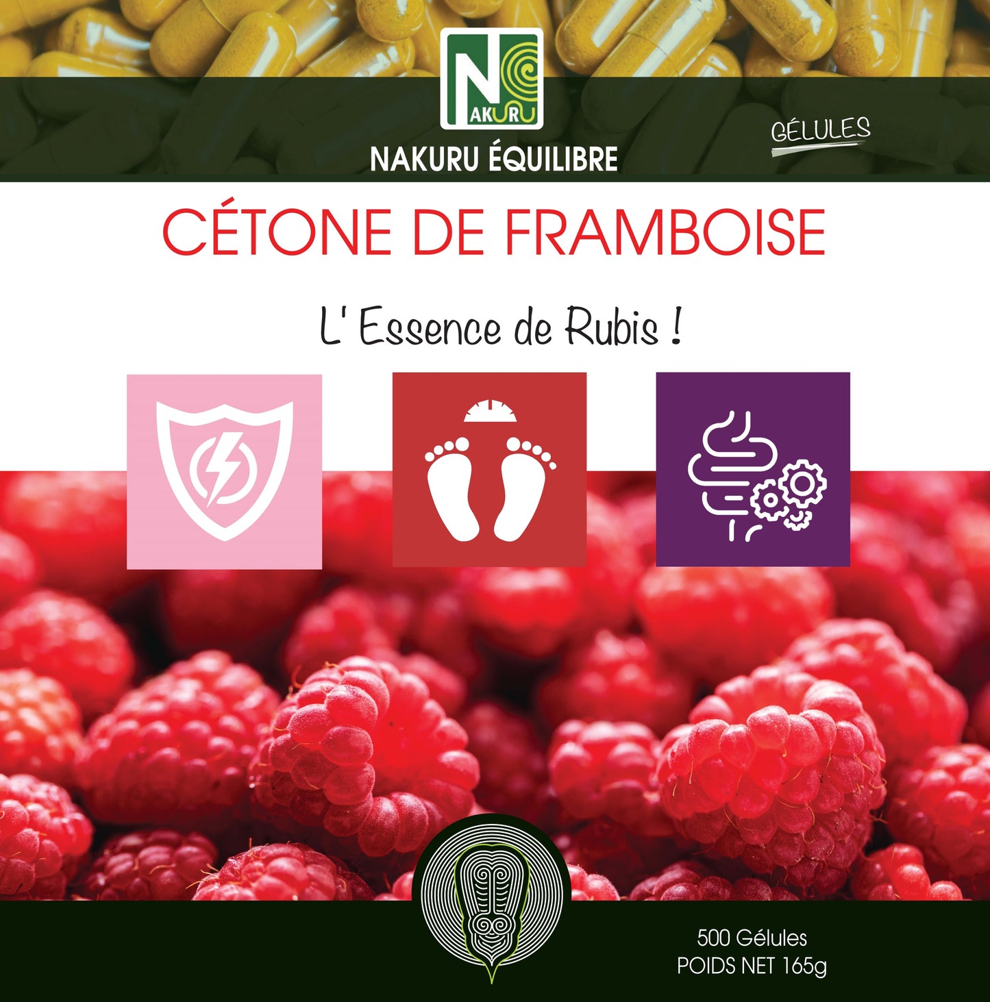 Cétone de Framboise | 500 Gélules |Gamme Équilibre | Fabriqué en France | "L'Essence de Rubis !"