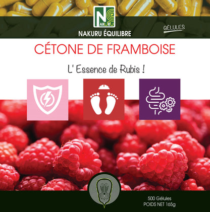 Cétone de Framboise | 500 Gélules |Gamme Équilibre | Fabriqué en France | "L'Essence de Rubis !"