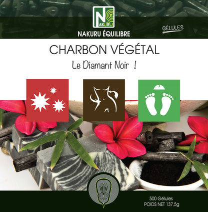 Charbon Végétal | 500 Gélules | Gamme Équilibre | Fabriqué en France | "Le Diamant Noir!"