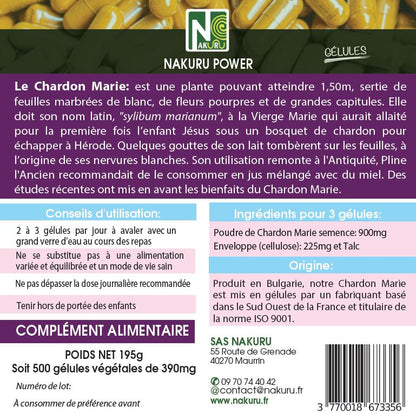 Chardon Marie | 500 Gélules Végétales | Gamme Power | Fabriqué en France | "La Mauvaise Herbe Purificatrice!" (Copie)