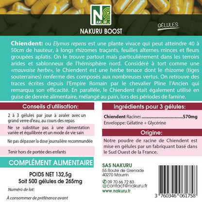 Chiendent | 500 Gélules | Gamme Boost | Fabriqué en France | "Laitue de Chien !"
