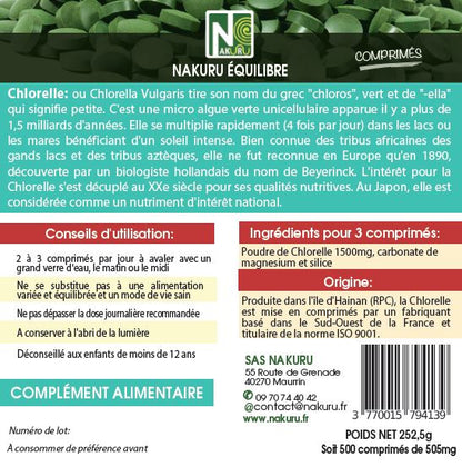 Chlorelle | 500 Comprimés | Gamme Équilibre | Fabriqué en France |"L'Algue Bienfaitrice Purifiante"