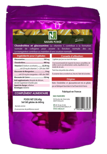 Chondroïtine + Glucosamine | 360 Gélules | Gamme Power | Fabriqué en France | "Sérénité des Articulations Naturelle !"
