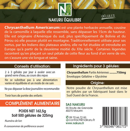 Chrysanthellum | 500 Gélules | Gamme Équilibre | Fabriqué en France | "L'Herbe aux Fleurs d'Or !"