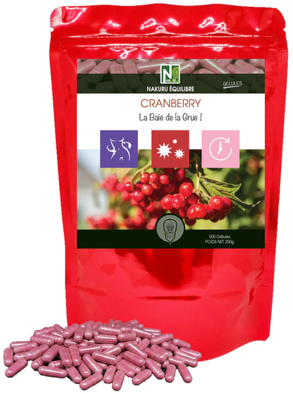 Cranberry | 500 Gélules | Gamme Équilibre | Fabriqué en France | "La Baie de la Grue !"