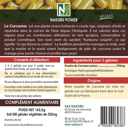Curcuma | 500 Gélules Végétales | Gamme Power | Fabriqué en France | "Le Safran des Indes!"