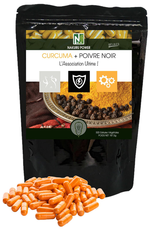 Curcuma + Poivre Noir | 500 Gélules Végétales | Gamme Power | Fabriqué en France | "L'Association Ultime !"