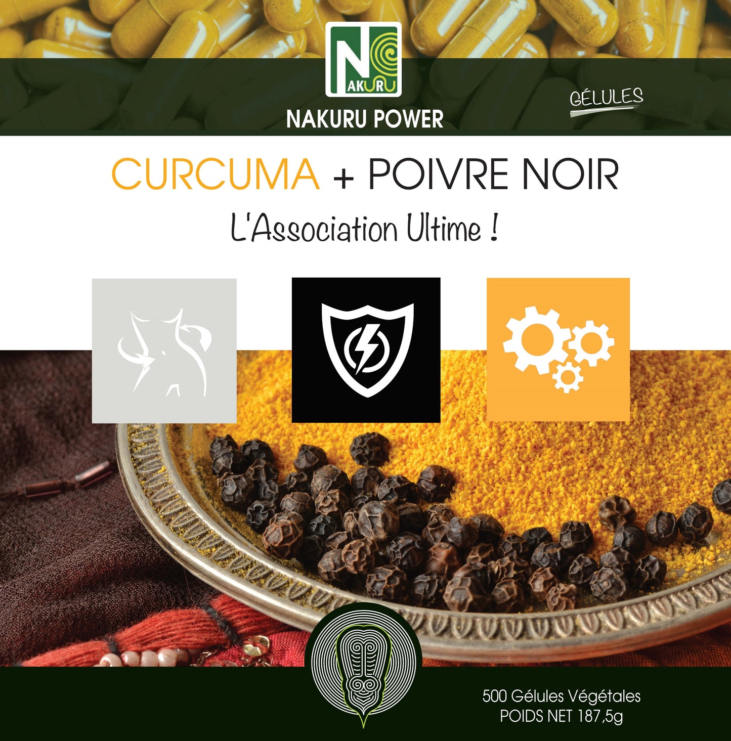 Curcuma + Poivre Noir | 500 Gélules Végétales | Gamme Power | Fabriqué en France | "L'Association Ultime !"