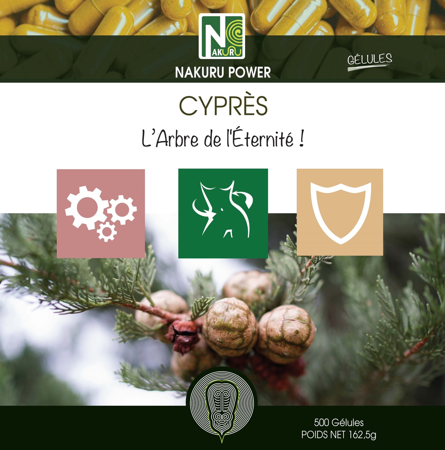 Cyprès | 500 Gélules | Gamme Power | Fabriqué en France | "L'Arbre de l'Éternité !"