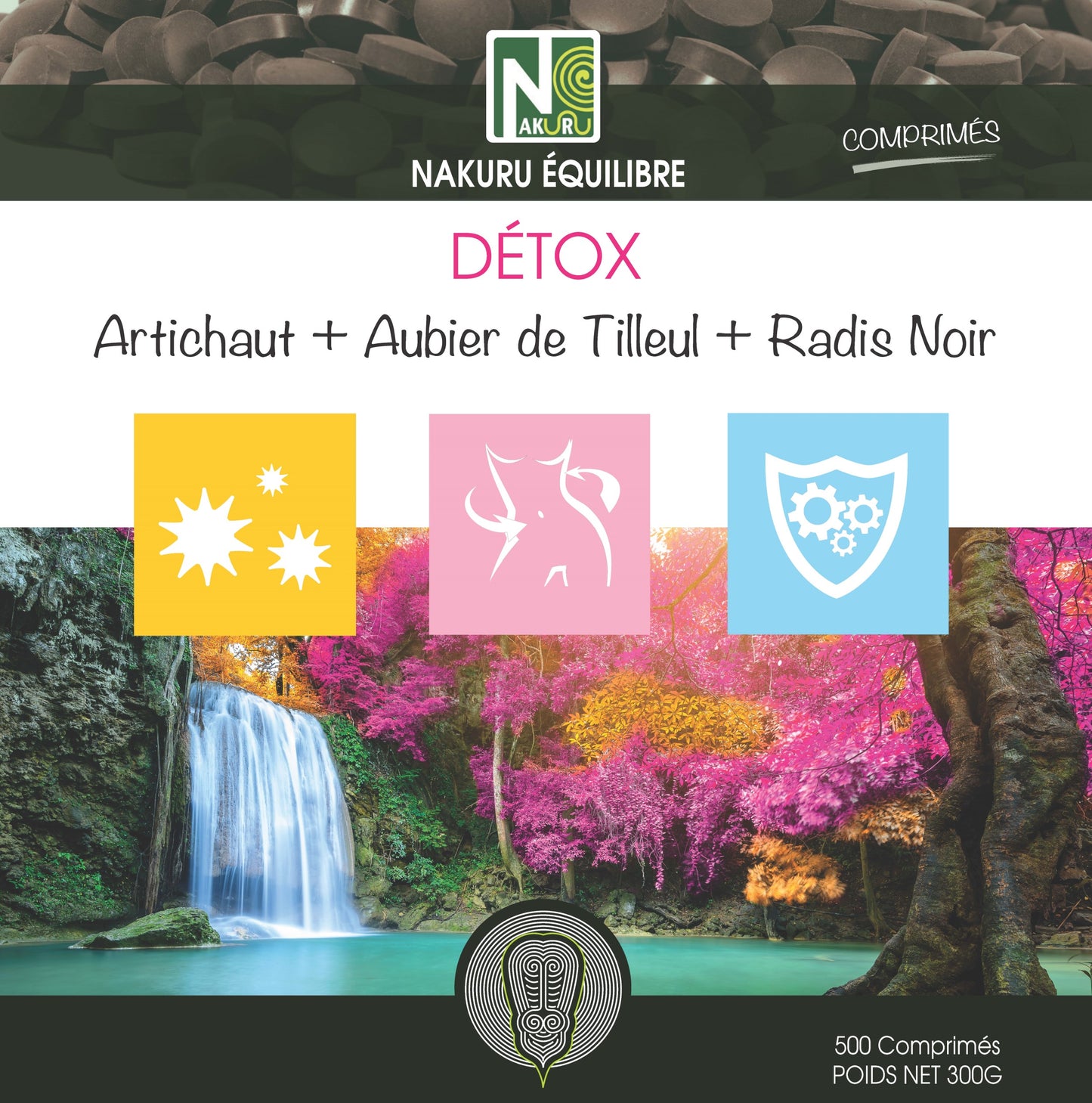 Détox = Artichaut + Aubier de Tilleul + Radis Noir | 500 Comprimés | NAKURU Équilibre | Fabriqué en France