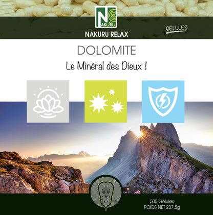 Dolomite | 500 Gélules | Gamme Relax | Fabriqué en France | "Le Minéral des Dieux !"