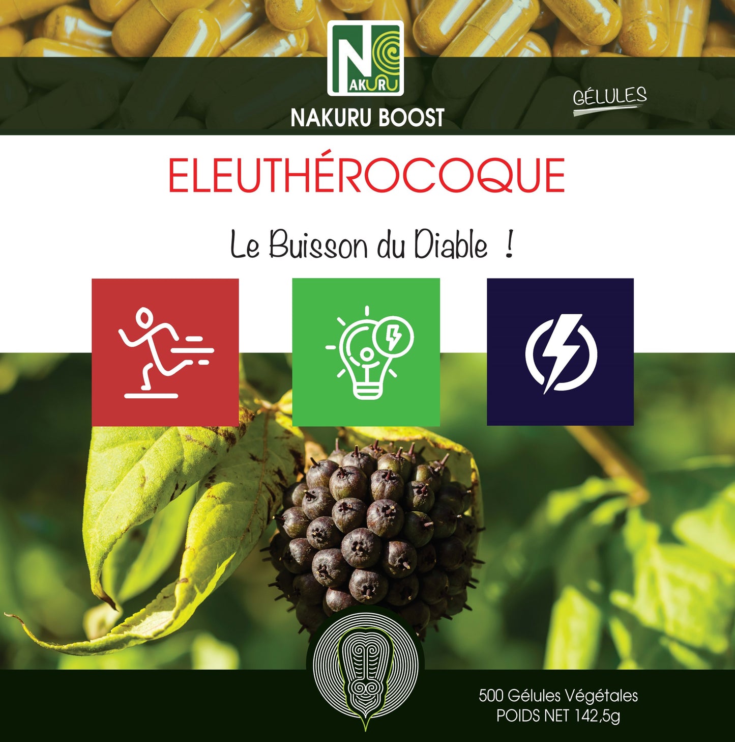 Éleuthérocoque | 500 Gélules Végétales | Gamme Boost | Fabriqué en France | "Le Buisson du Diable!"