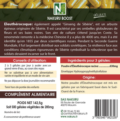 Éleuthérocoque | 500 Gélules Végétales | Gamme Boost | Fabriqué en France | "Le Buisson du Diable!"