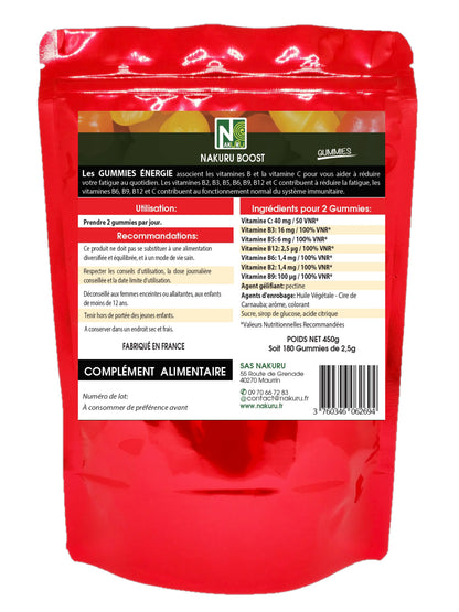 Energie Gummies | 180 Gummies / 90 Jours | Gamme Boost | Saveur: Fruit de la Passion |Fabriqué en France | "7 Vitamines: C-B3-B5-B12-B6-B2-B9 !"