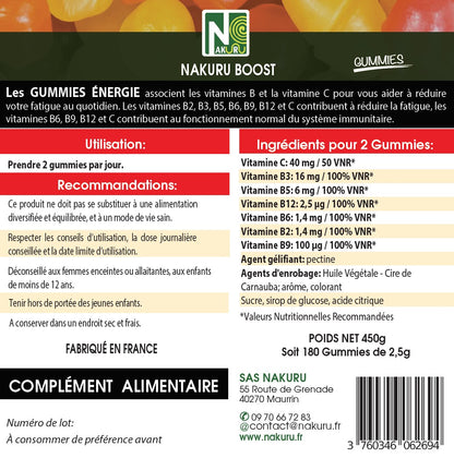 Energie Gummies | 180 Gummies / 90 Jours | Gamme Boost | Saveur: Fruit de la Passion |Fabriqué en France | "7 Vitamines: C-B3-B5-B12-B6-B2-B9 !"