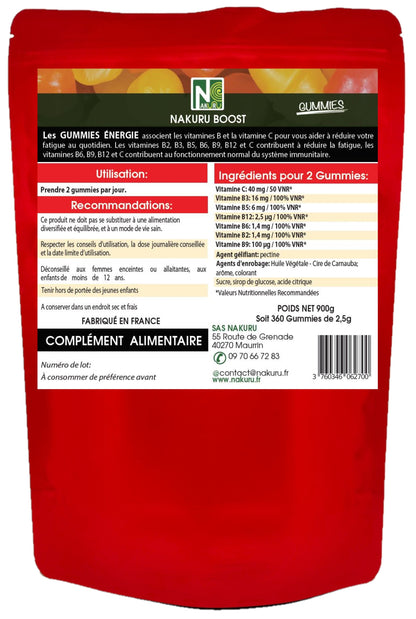 Energie Gummies | 360 Gummies / 180 Jours | Gamme Boost | Saveur: Fruit de la Passion |Fabriqué en France | "7 Vitamines: C-B3-B5-B12-B6-B2-B9 !"