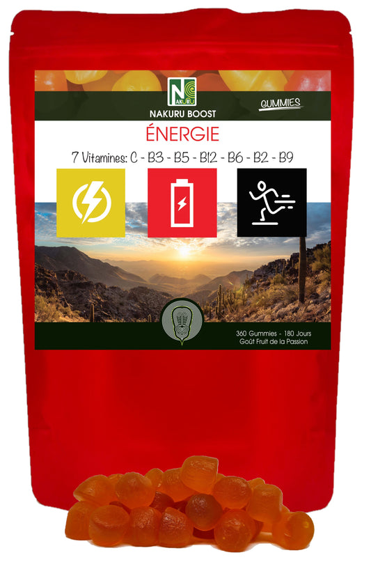 Energie Gummies | 360 Gummies / 180 Jours | Gamme Boost | Saveur: Fruit de la Passion |Fabriqué en France | "7 Vitamines: C-B3-B5-B12-B6-B2-B9 !"