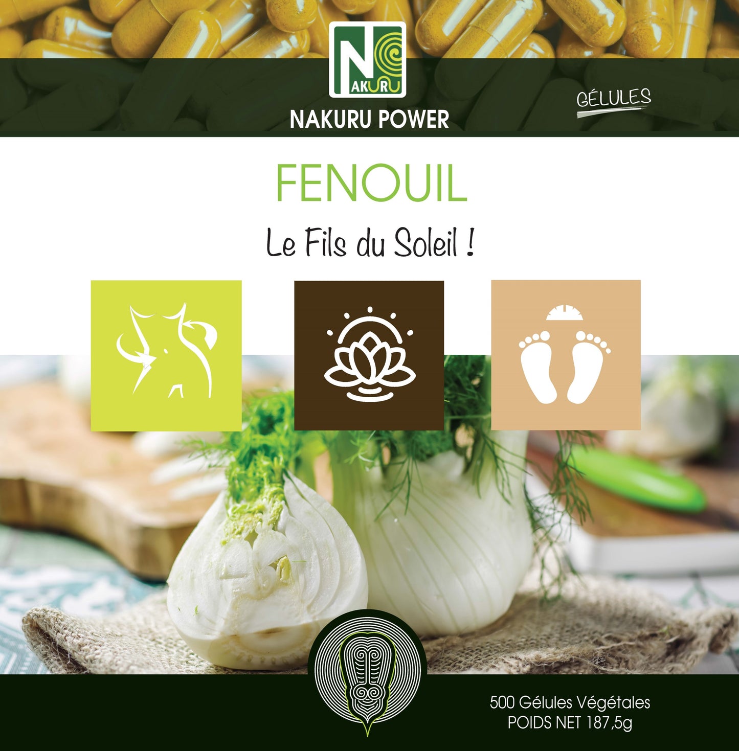 Fenouil | 500 Gélules Végétales | Gamme Power | Fabriqué en France | "Le Fils du Soleil !"