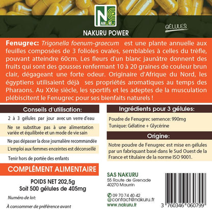 Fenugrec | 500 Gélules | Gamme Boost | Fabriqué en France | "La Petite Graine Surpuissante !