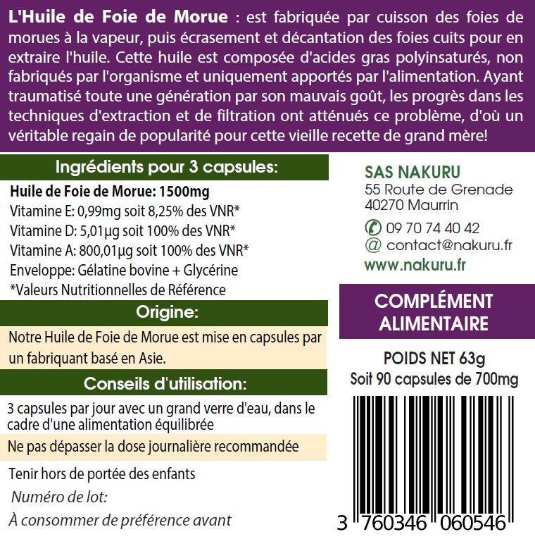 Foie de Morue | 90 Capsules | Gamme Équilibre | Fabriqué en France | "Le Secret des Vikings !"