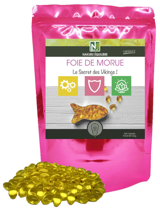Foie de Morue | 360 Capsules | Gamme Équilibre | Fabriqué en France | "Le Secret des Vikings !"