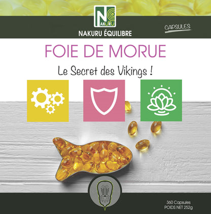 Foie de Morue | 360 Capsules | Gamme Équilibre | Fabriqué en France | "Le Secret des Vikings !"