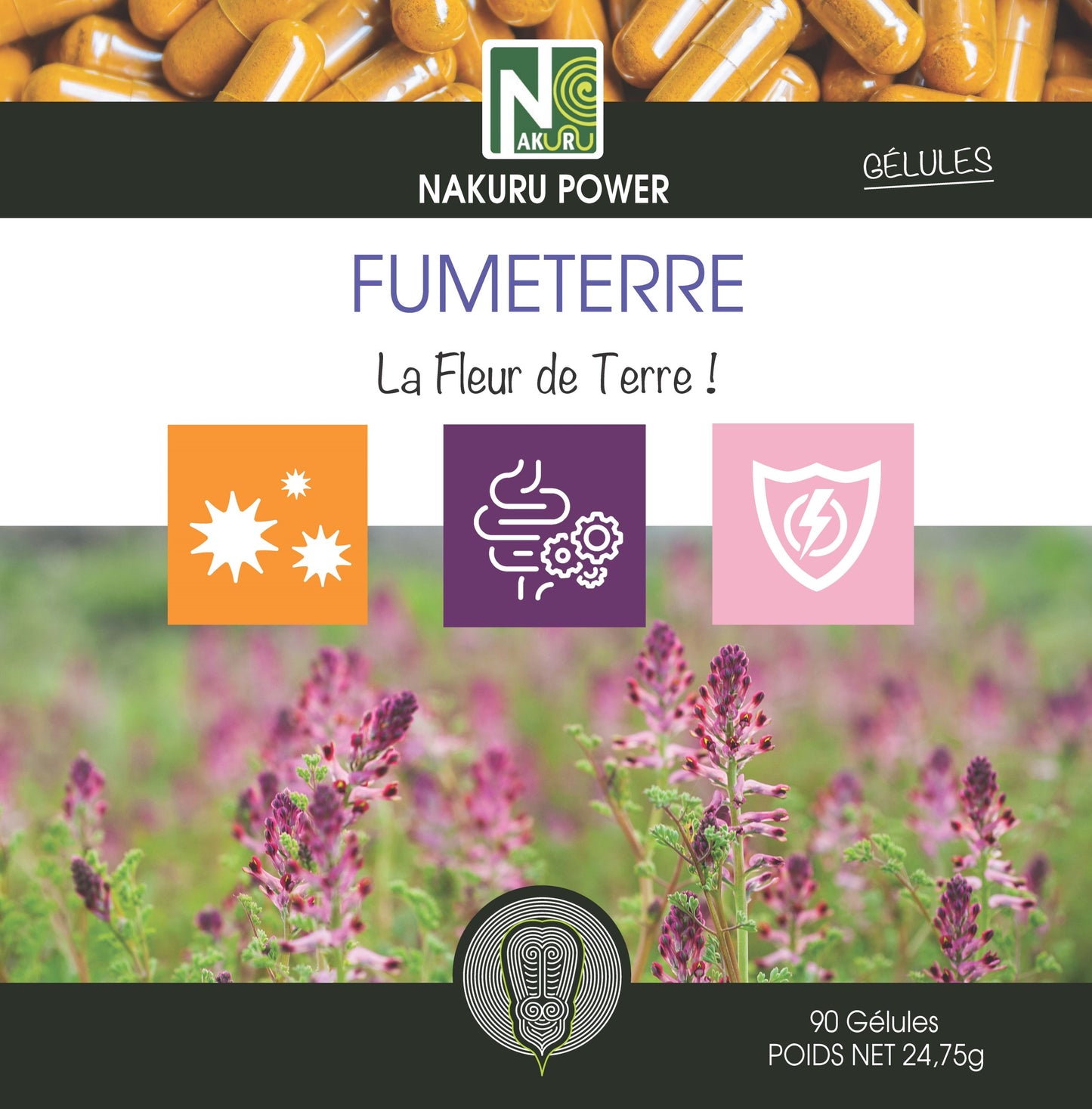 Fumeterre | 90 Gélules |Gamme Power | Fabriqué en France | "La Fleur de Terre !"