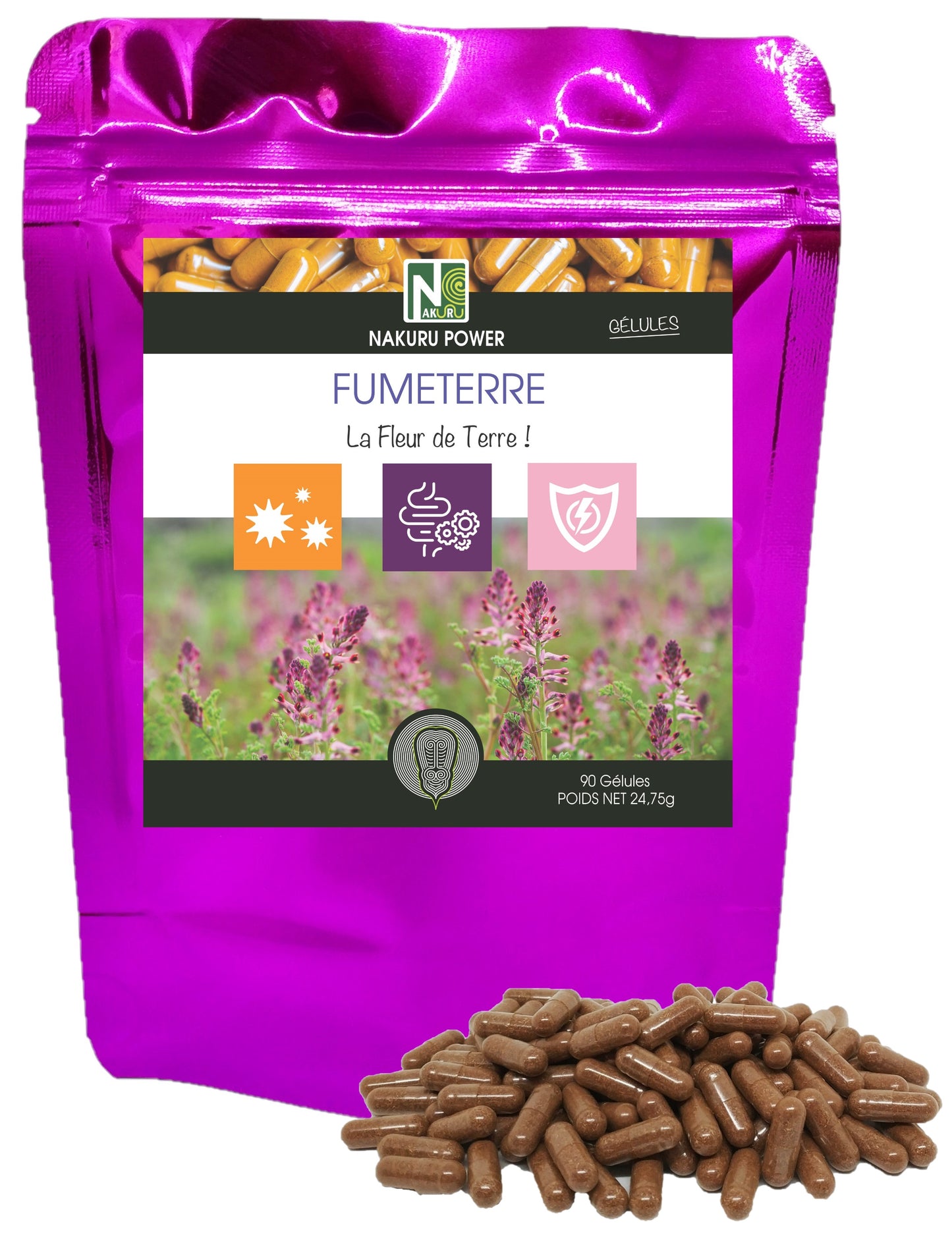 Fumeterre | 90 Gélules |Gamme Power | Fabriqué en France | "La Fleur de Terre !"