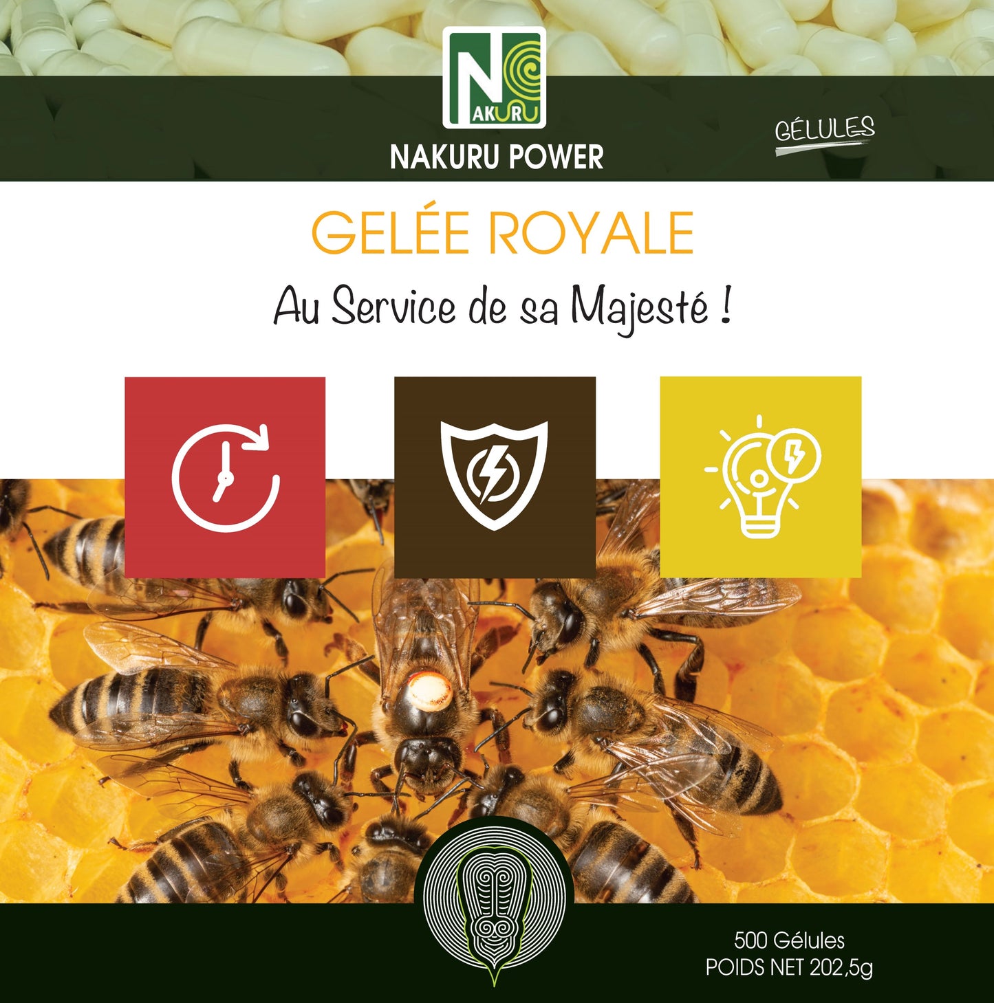 Gelée Royale | 500 Gélules |Gamme Power | Fabriqué en France | "Au Service de sa Majesté!"