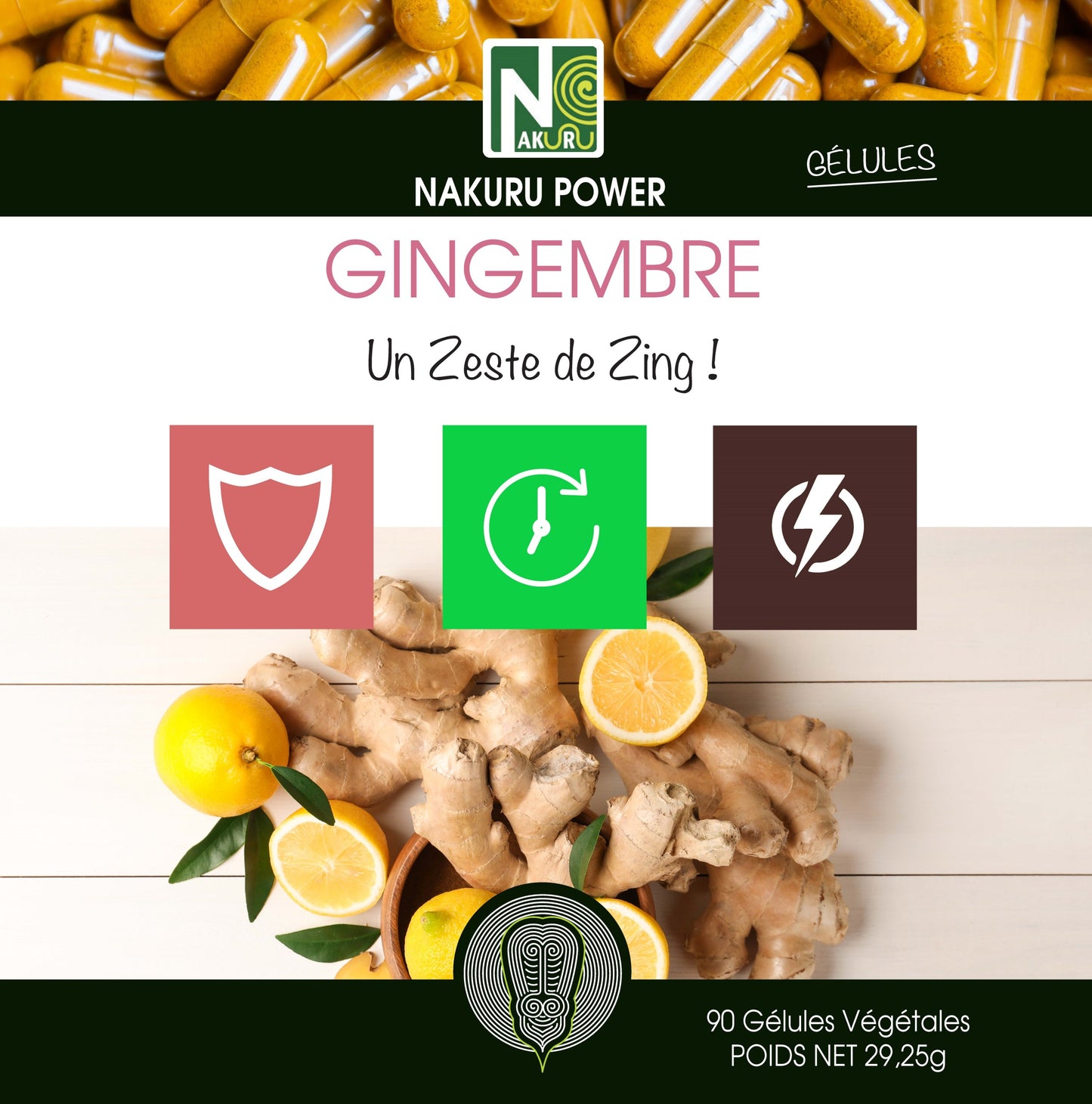 Gingembre | 90 Gélules Végétales | Gamme Power | Fabriqué en France | "Un Zeste de Zing!"