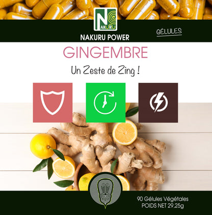 Gingembre | 90 Gélules Végétales | Gamme Power | Fabriqué en France | "Un Zeste de Zing!"