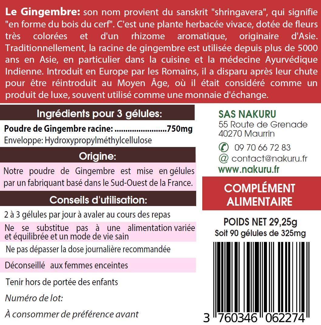 Gingembre | 90 Gélules Végétales | Gamme Power | Fabriqué en France | "Un Zeste de Zing!"
