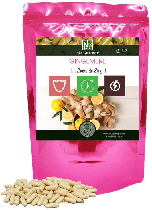 Gingembre | 500 Gélules Végétales | Gamme Power | Fabriqué en France | "Un Zeste de Zing!"