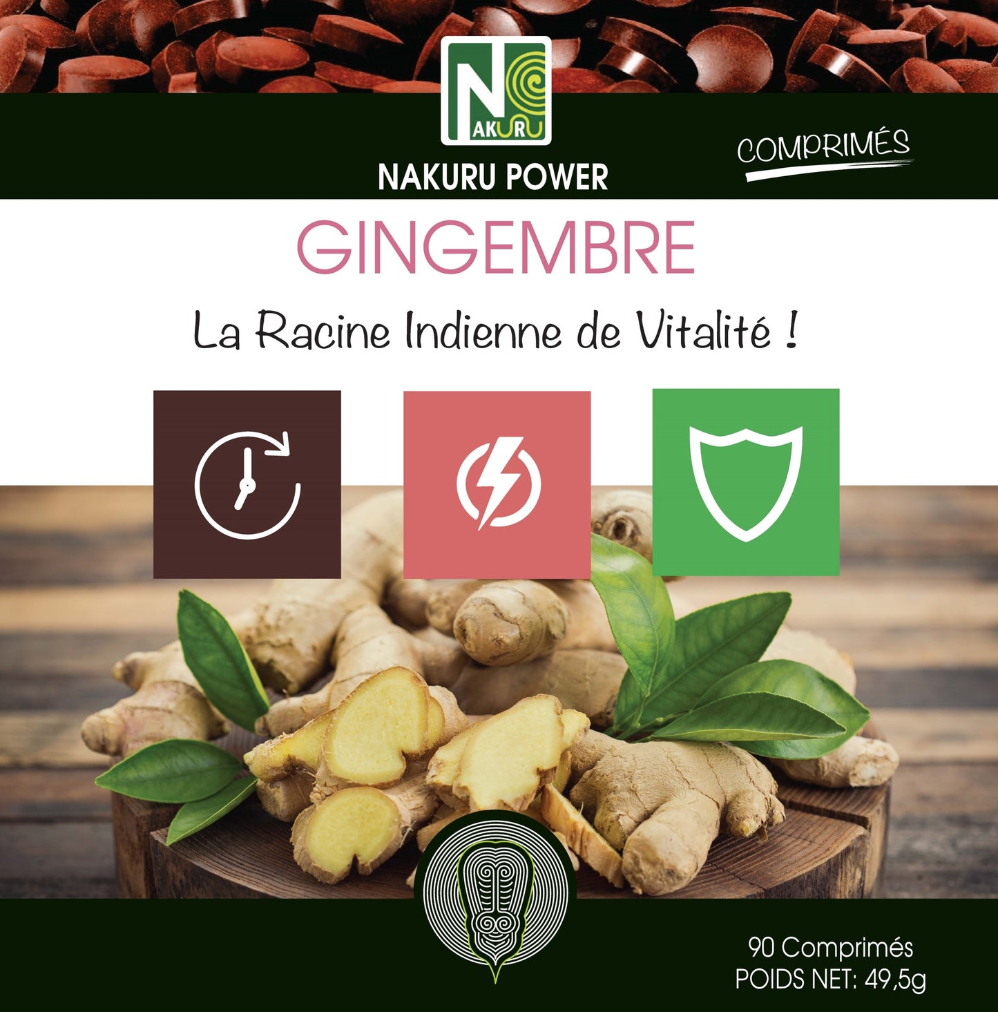 Gingembre | 90 Comprimés | Gamme Power | Fabriqué en France | "La Racine Indienne de Vitalité!"