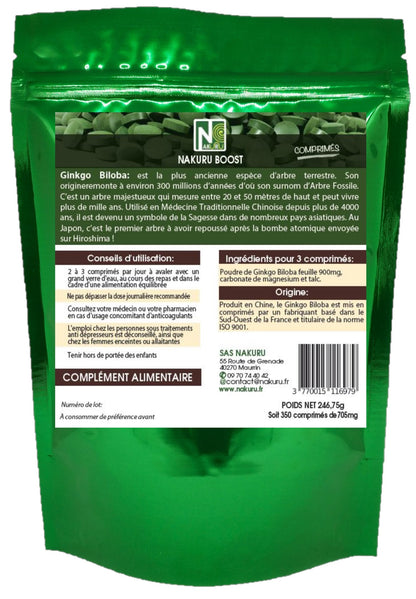 Ginkgo Biloba | 350 Comprimés | Gamme Boost | Fabriqué en France | "L'Arbre Fossile!"