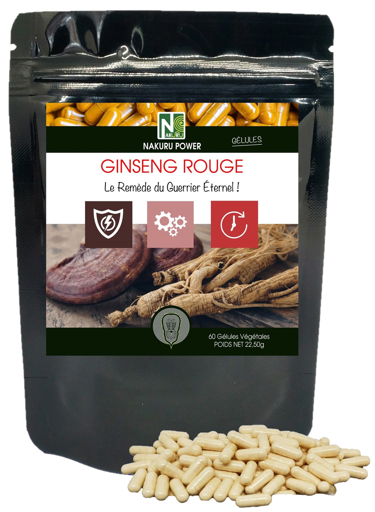 Ginseng Rouge | 60 Gélules Végétales | Gamme Power | Fabriqué en France | "Le Remède du Guerrier Éternel!"