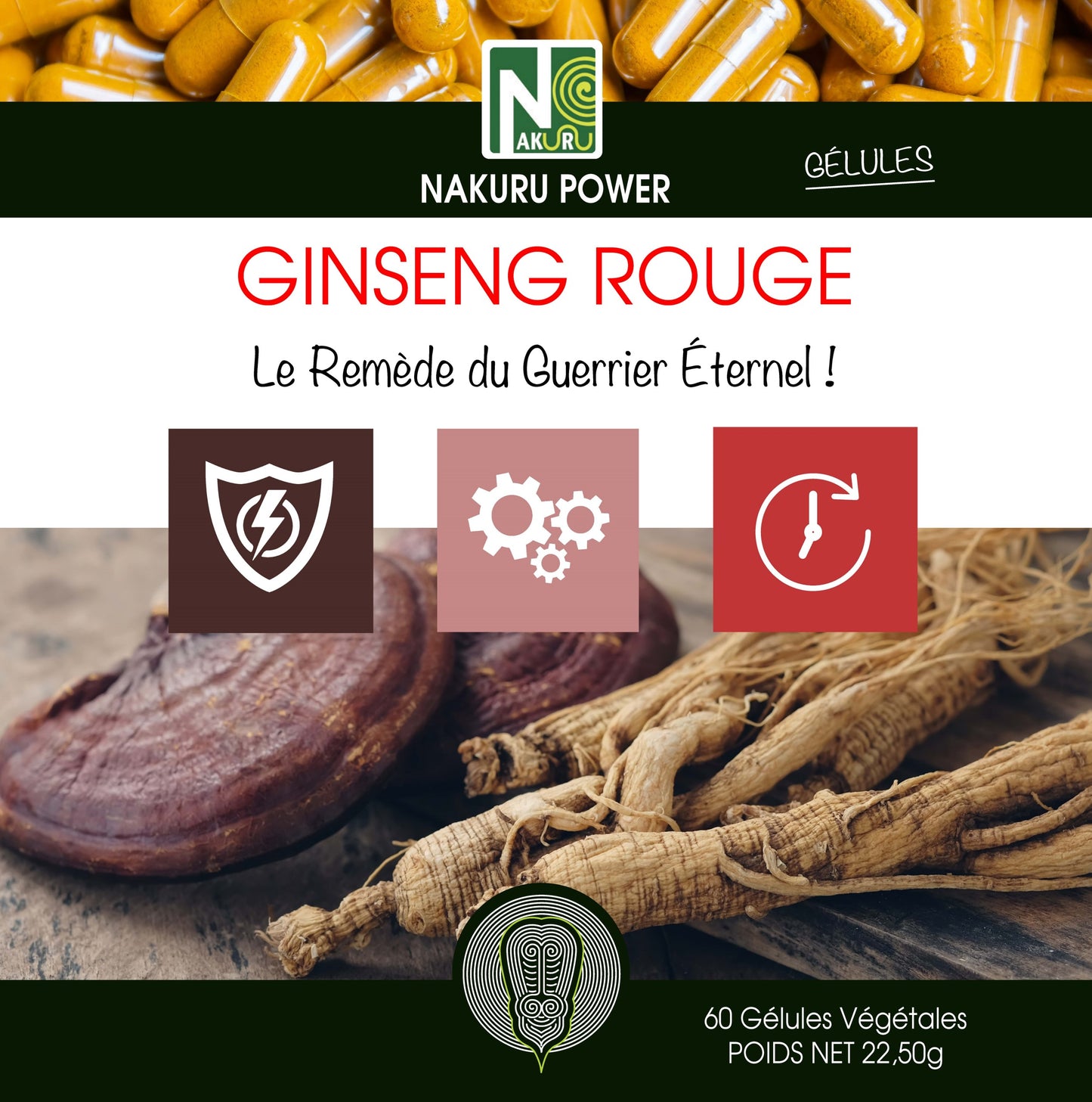 Ginseng Rouge | 60 Gélules Végétales | Gamme Power | Fabriqué en France | "Le Remède du Guerrier Éternel!"
