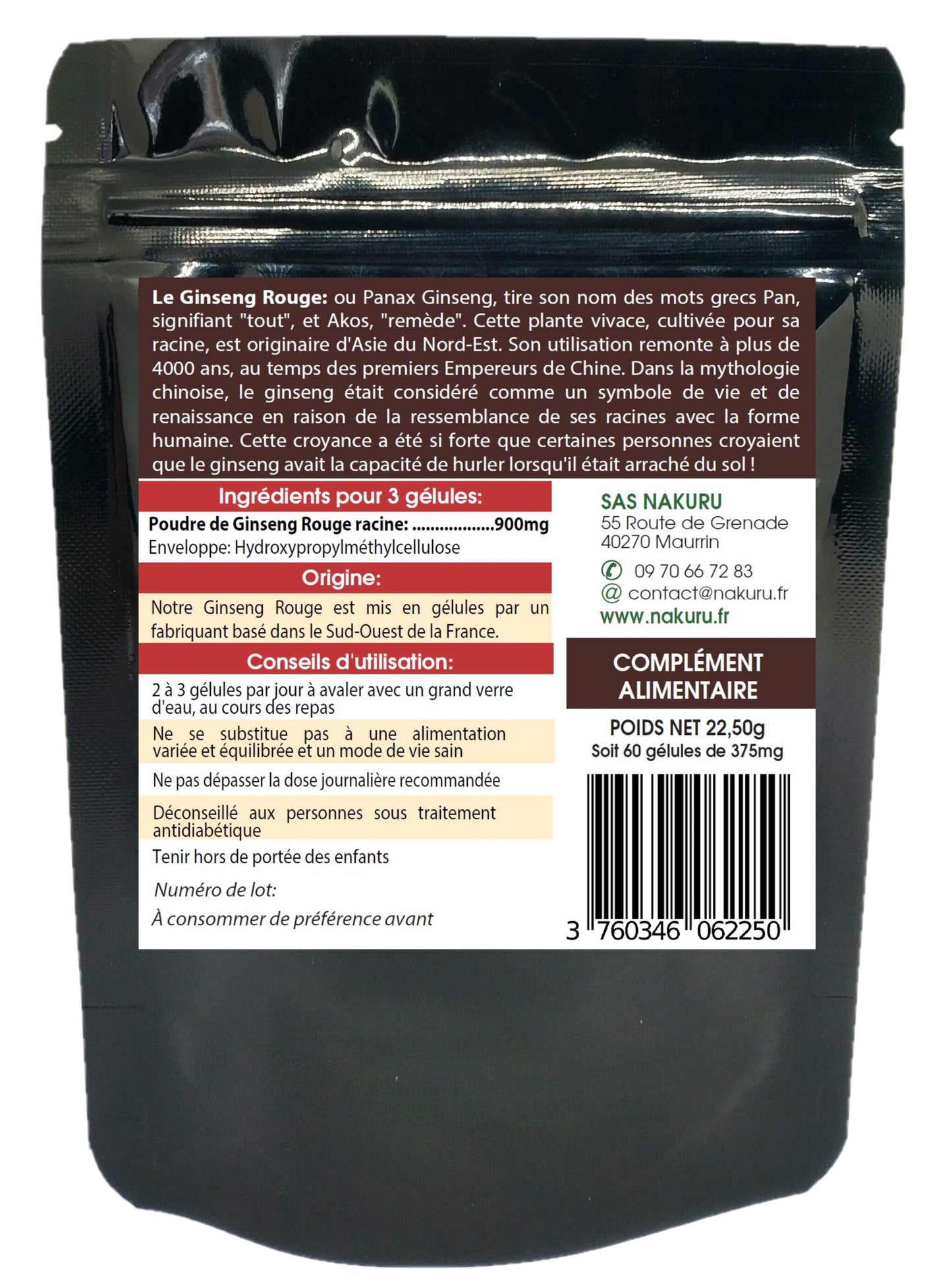 Ginseng Rouge | 60 Gélules Végétales | Gamme Power | Fabriqué en France | "Le Remède du Guerrier Éternel!"