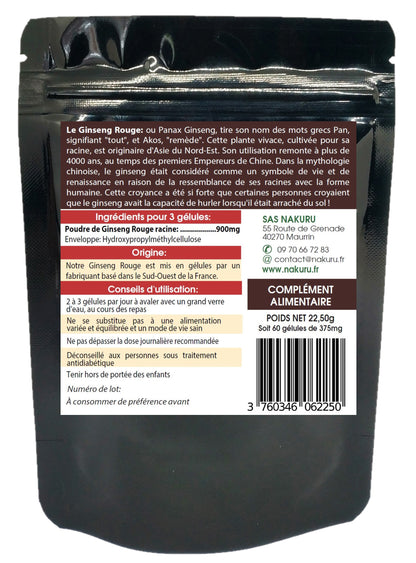 Ginseng Rouge | 60 Gélules Végétales | Gamme Power | Fabriqué en France | "Le Remède du Guerrier Éternel!"