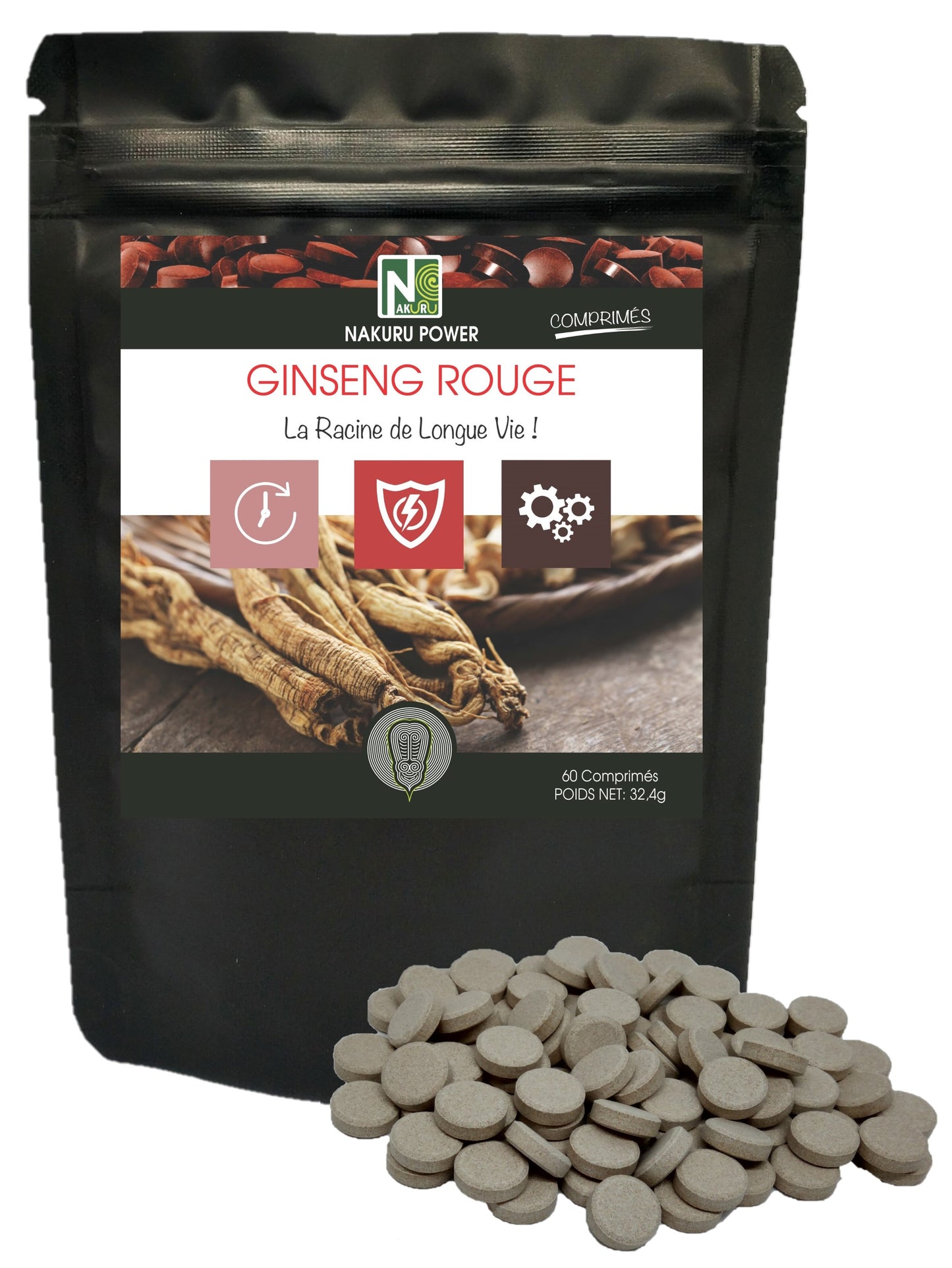 Ginseng Rouge | 60 Comprimés | Gamme Power | Fabriqué en France | "La Racine de longue Vie!"