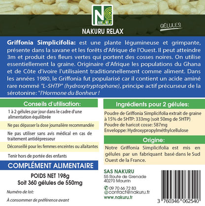 Griffonia | 360 Gélules Végétales | Gamme Relax | Fabriqué en France | "Le Régulateur Africain!"