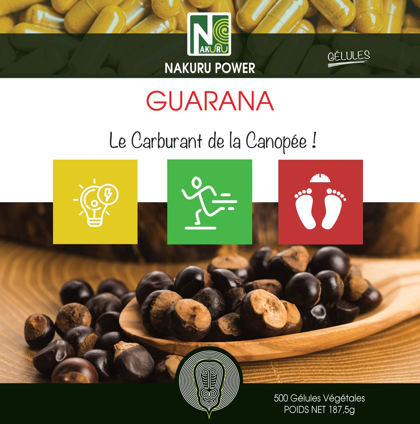 Guarana | 500 Gélules Végétales | Gamme Power | Fabriqué en France | "Le Carburant de la Canopée!"